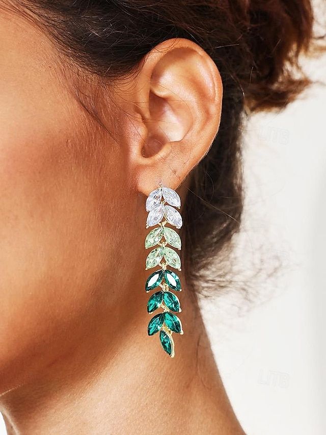 Cheap Accessories, Online Earrings, Green Crystals, Elegant Fashion, Evening Wear, Women's Earrings, 925 Silver, Special Occasion, On Sale