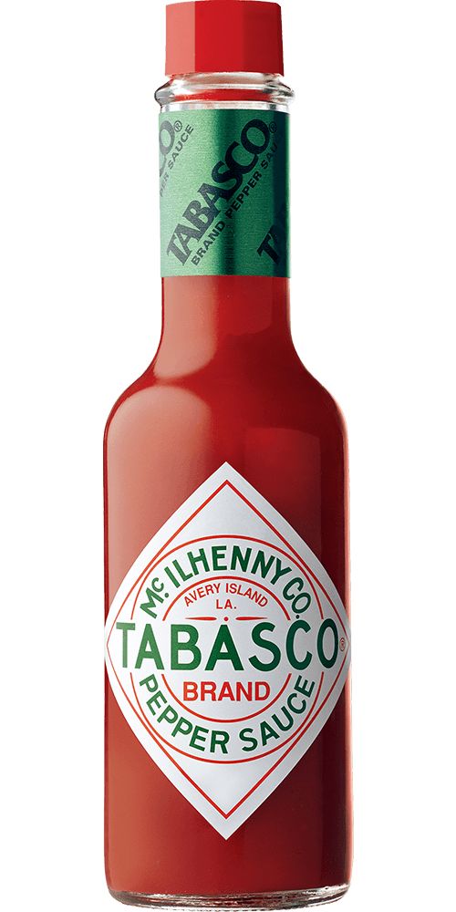 a bottle of ketchup with the label tabasco on it's side