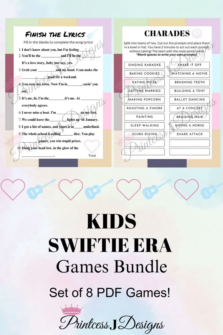 the kids swiffie era game bundle is shown with text that reads,'games for