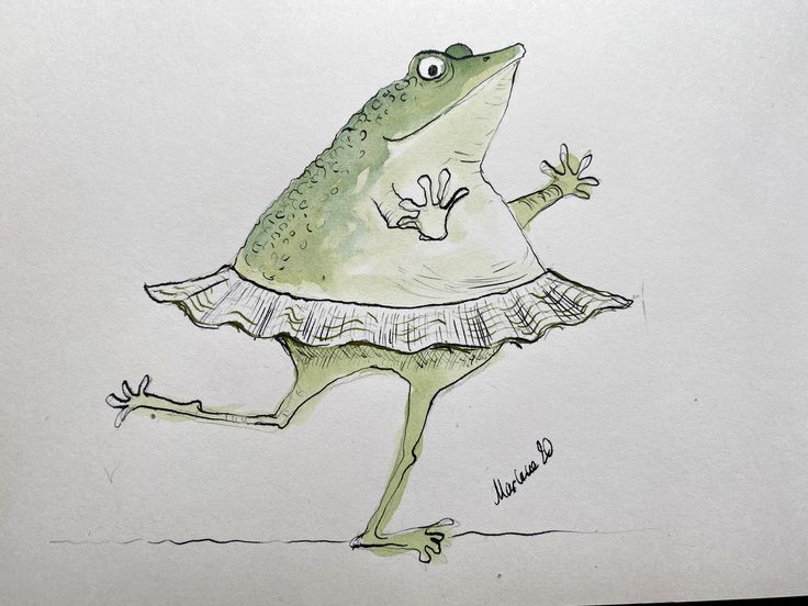 a drawing of a frog in a dress