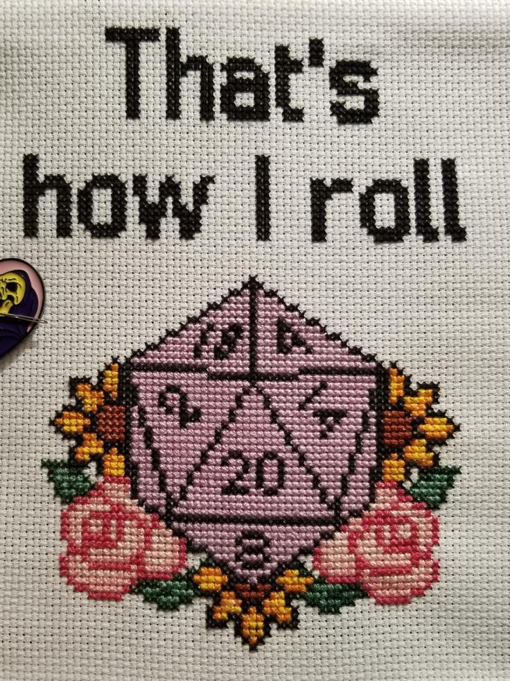 a cross stitch pattern with the words, that's how i roll on it