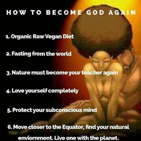 a poster with the words how to become god again on it and an image of two people