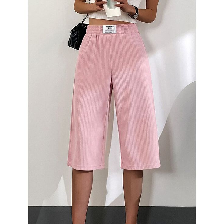 Season:Summer,Spring; Fabric:Polyester; Gender:Women's; Style:Casual,Comfort,Soft,Athleisure; Elasticity:Micro-elastic; Occasion:Vacation,Casual Daily,Weekend; Function:Breathability,Comfortable,Soft,Comfort; Waistline:High Waist; Pattern:Plain; Design:Pocket,Elastic Waist,Baggy; Pants Type:Wide Leg,Chinos,Baggy Pants,Capri Pants; Front page:FF; Listing Date:06/21/2023; Production mode:External procurement; Hips:; Length:; Waist:; Pants Length:Calf-Length Oktoberfest Outfits, Style Athleisure, Womens Basic Tops, Pink Fall, Womens Chinos, Cotton Linen Pants, Outwear Women, Linen Shirt Men, Linen Shirt Dress