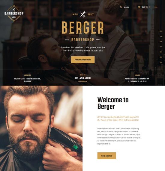 the barber shop wordpress theme is clean and ready to be used for your website