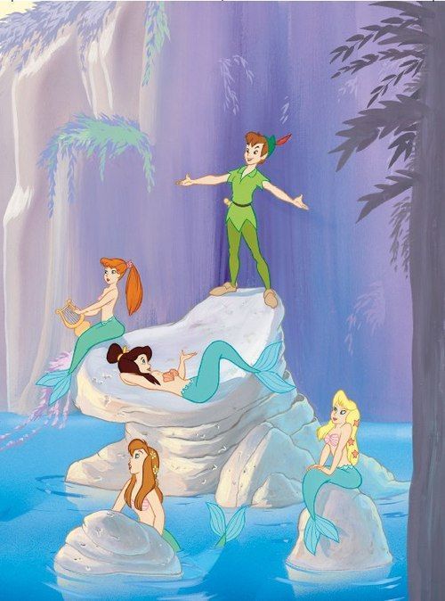 the little mermaids are swimming on an ice floet in disney's animated movie