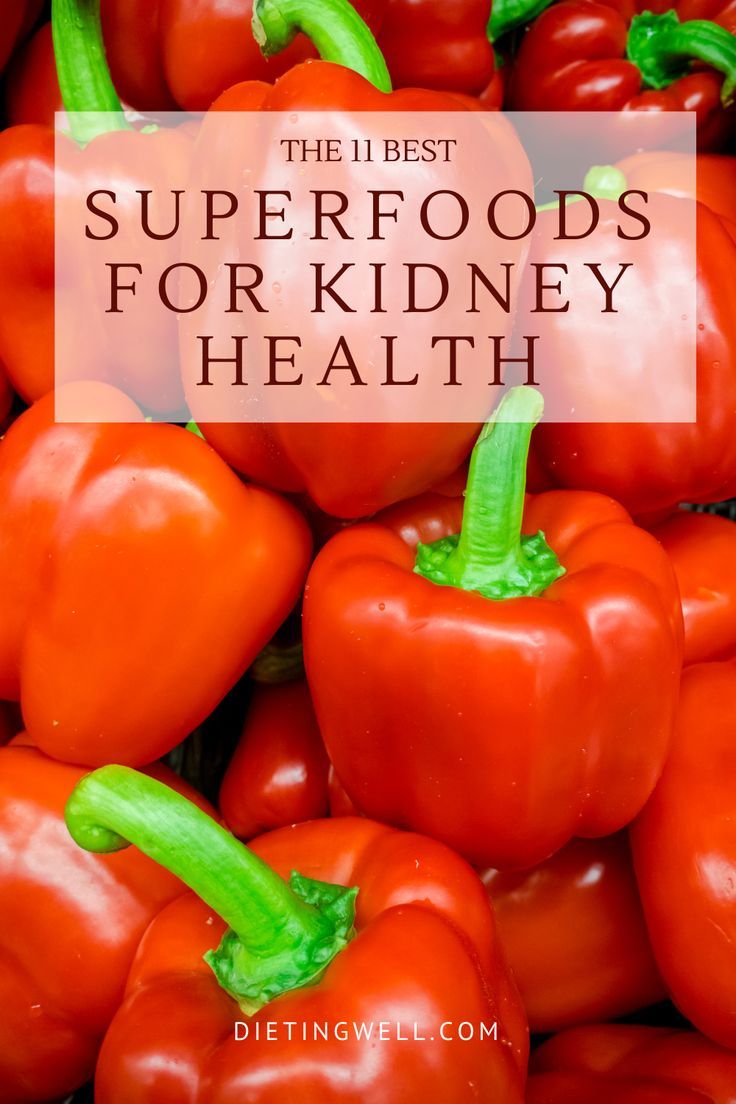 red peppers with the words superfoods for kidney health on it in front of them