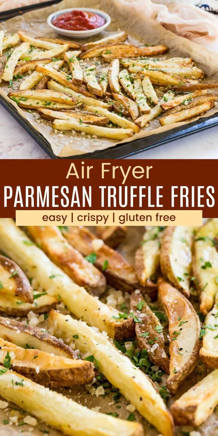 air fryer parmesan truffle fries are an easy, crispy and gluen side dish