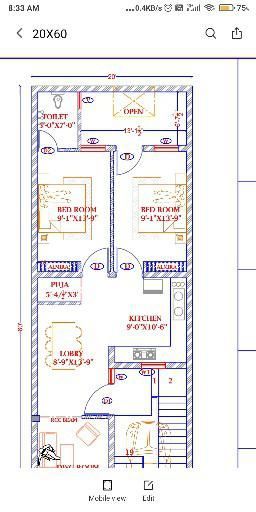 the floor plan for a small house with two floors and three levels, in blueprint