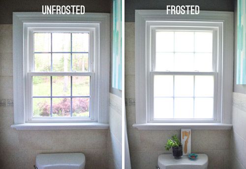 before and after shots of a bathroom window