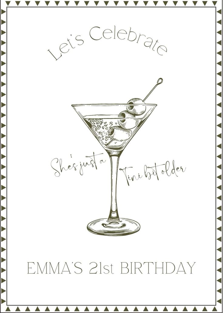 a birthday card with an image of a martini