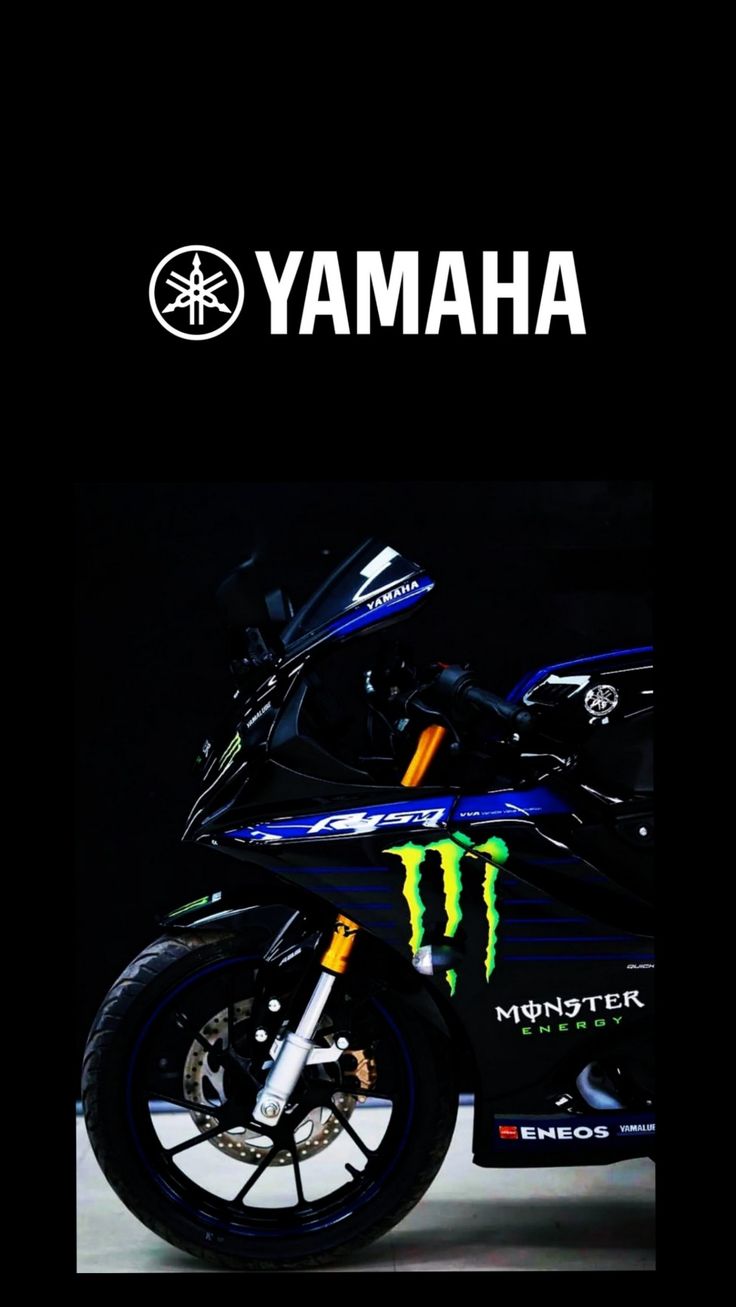 the yamaha monster bike is displayed in this advertisement