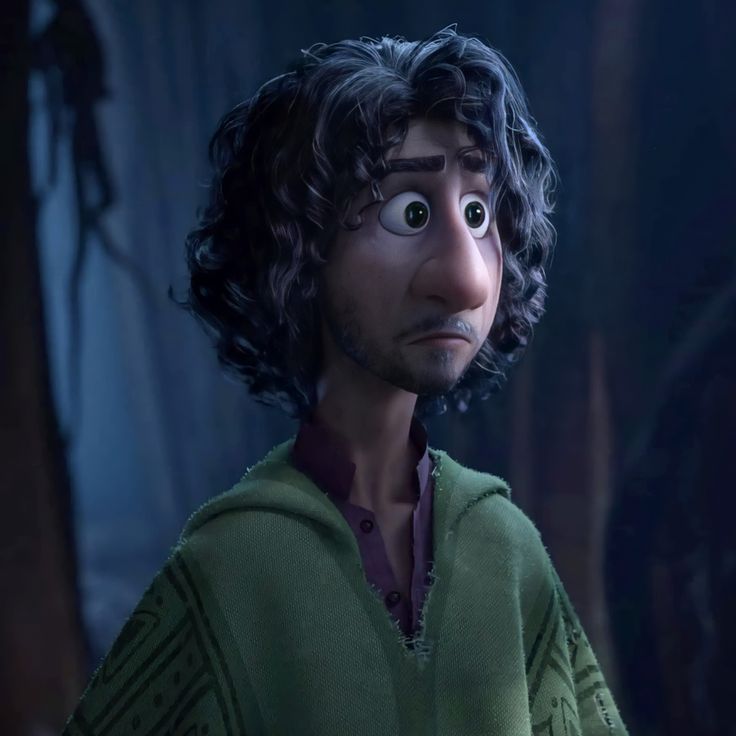 an animated character is standing in front of a camera and looking at something with his eyes wide open