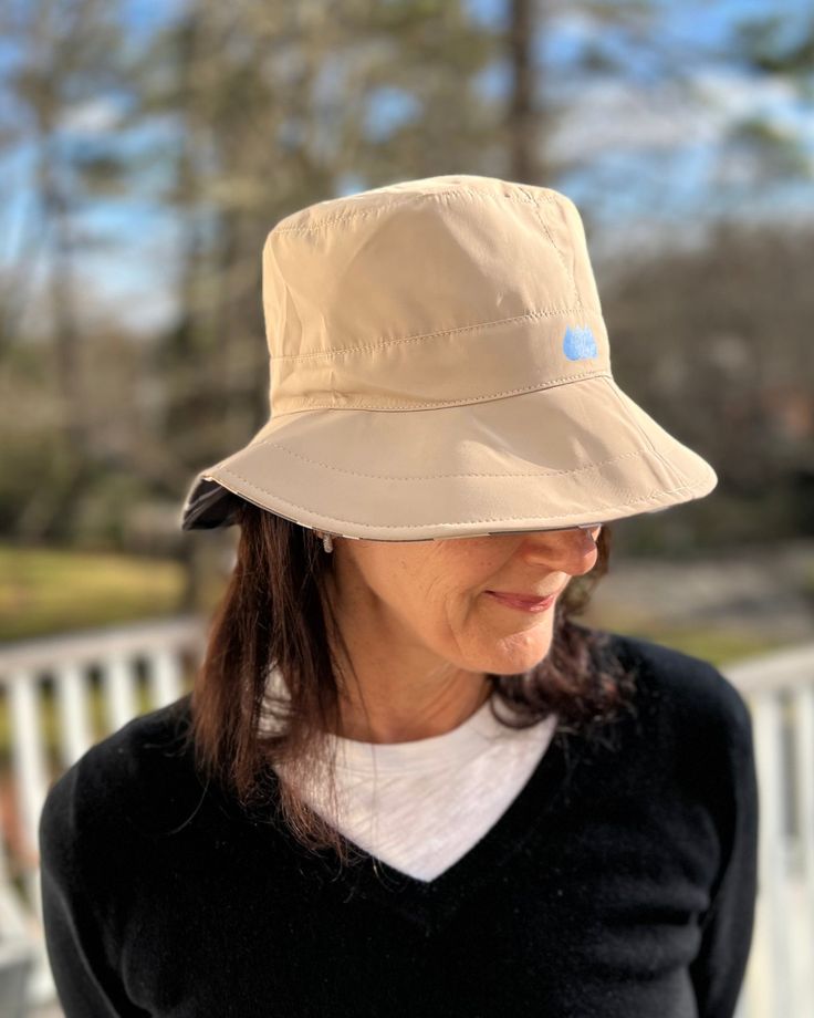 Camel & Cabana Stripe RAINCAP | Women's Bucket Hat (Shipping February 6, 2023) - fashionable and practical rain gear by RAINRAPS Casual Waterproof Bucket Hat For Travel, Waterproof Brimmed Bucket Hat For Travel, Lightweight Packable Bucket Hat With Curved Brim, Casual Waterproof Sun Hat For Travel, Adjustable Waterproof Sun Hat For Travel, Lightweight Waterproof Travel Hat, Waterproof Bucket Hat With Short Brim For Outdoor Activities, Waterproof Bucket Hat For Outdoor Activities With Short Brim, Lightweight Outdoor Bucket Hat