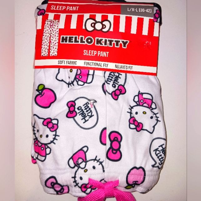 Brand New, Unopened Hello Kitty Pajamas Pants Cute Cotton Bedtime Pants, Cute Hello Kitty Print Loungewear Bottoms, Cute White Pants For Sleepover, Cute Lounging Bottoms, Playful Sleep Bottoms Long Pants, Playful Stretch Bottoms For Sleepover, Cute Hello Kitty Loungewear Pants, Cute Hello Kitty Print Loungewear Pants, Cute Hello Kitty Print Pants For Pajama Party