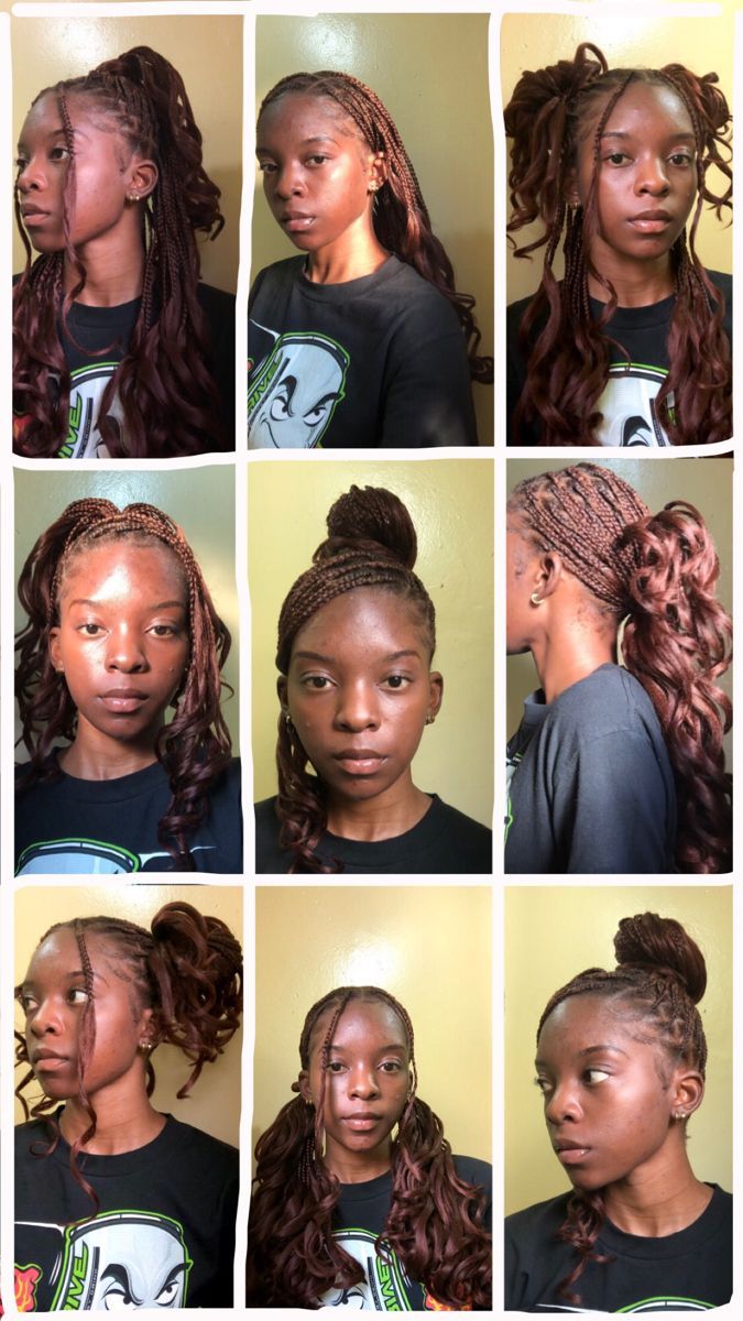 Protective Hairstyles Braids Big Forehead, Homecoming Hairstyles Box Braids, Hairstyles With Braids With Curls, Cool Box Braid Hairstyles, Styling Box Braids With Curly Ends, 70s Box Braids Hairstyles, Hairstyles For Medium Length Box Braids, Cute Braid Ideas Black Women, Y2k Braid Styles