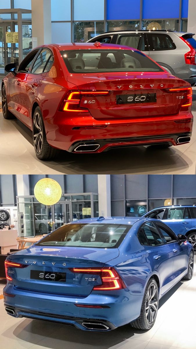 two different cars are shown side by side in this split screen photo and the same car is on display