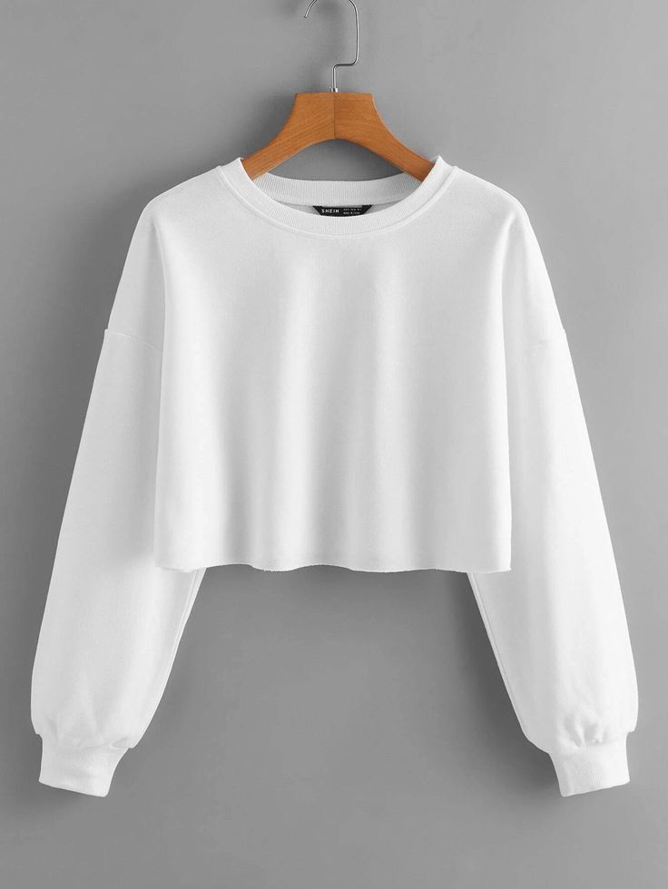 Crop Pullover, Long Sleeve Tops Casual, Sweatshirt Women, Girls Fashion Clothes, Crop Sweatshirt, Teen Fashion Outfits, Women Pullover, Teen Fashion, Drop Shoulder