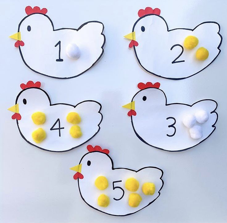 the numbers are made out of paper and have chickens on them, as well as eggs