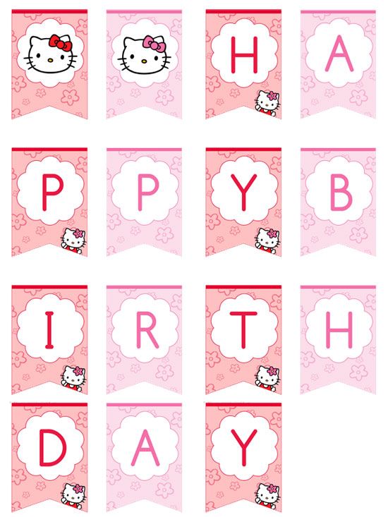 hello kitty birthday banner with the words happy birthday