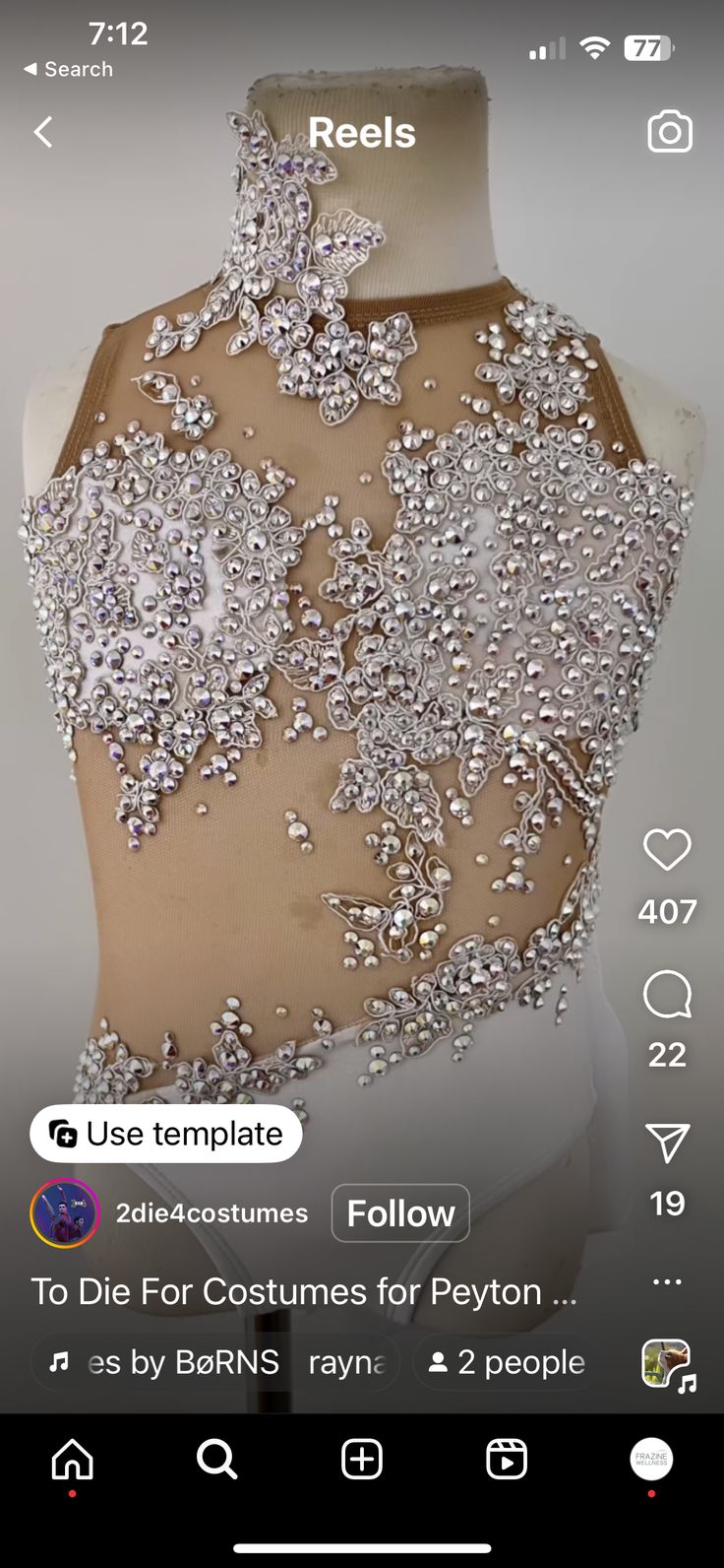 the back of a dress with sequins on it, and texting below