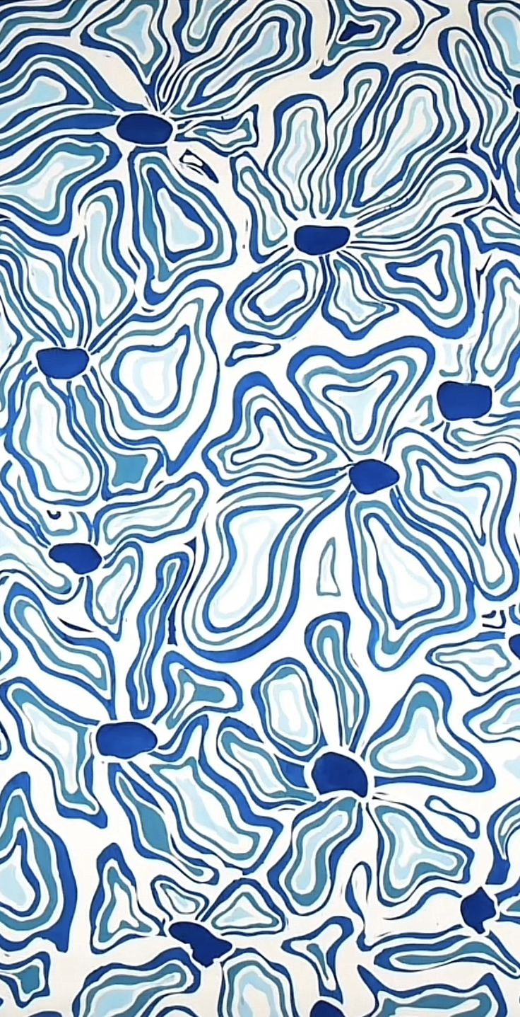 an abstract painting with blue and white colors