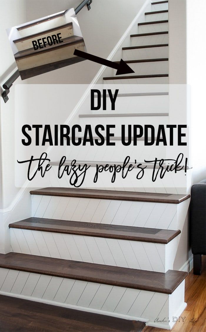 stairs with the words diy staircase update on it