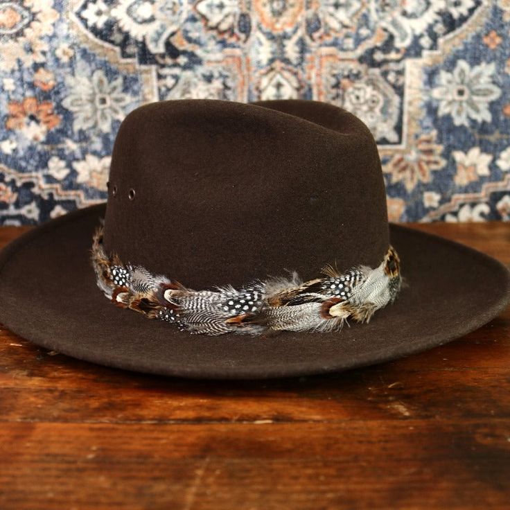 Arriving in Early May. Natural feather hat band. Adjustable with a leather tie. Natural colored feathers Adjustable hatband Approx. 1 inch wide *This product is for 1 single hat band. Hat not included. Western Fedora With Feathers And Flat Brim, Western Style Fedora With Feathers And Flat Brim, Western Style Brimmed Fedora With Feathers, Adjustable Wide Brim Hat With Feather Trim, Winter Fedora Hat With Feather Trim, Winter Fedora With Feather Trim, Western Wide-brim Fedora With Feathers, Winter Feathered Flat Brim Felt Hat, Winter Felt Hat With Feathers And Flat Brim