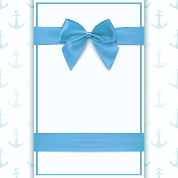 a blue ribbon and bow on a white background with anchors - decorative objects objects clippings