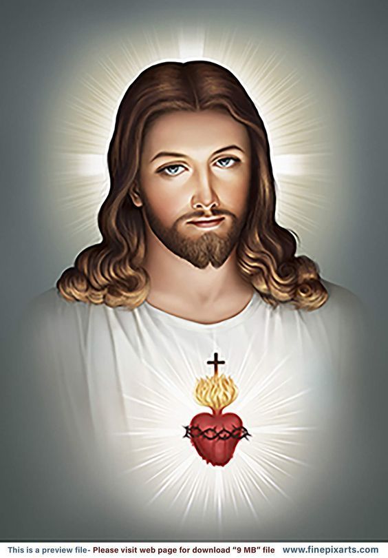 jesus with heart and cross on his chest