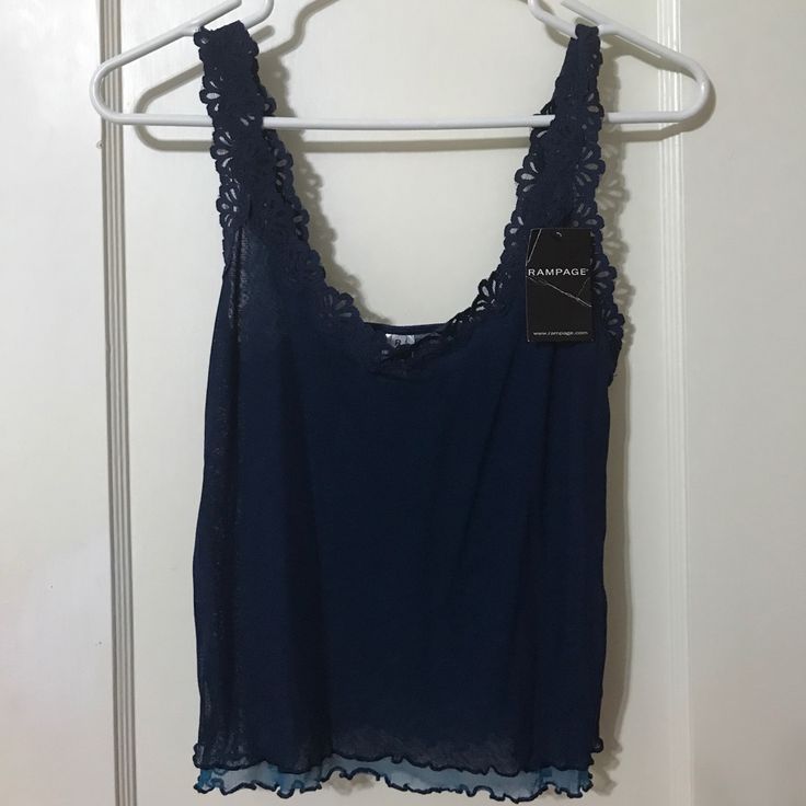 Lace Floral Trim. 7 Spring Blue Scoop Neck Camisole, Blue Scoop Neck Summer Camisole, Blue Scoop Neck Camisole For Summer, Blue Scoop Neck Tank Top For Spring, Blue Tank Top For Spring, Color Blue, Womens Tops, Trim, Lace