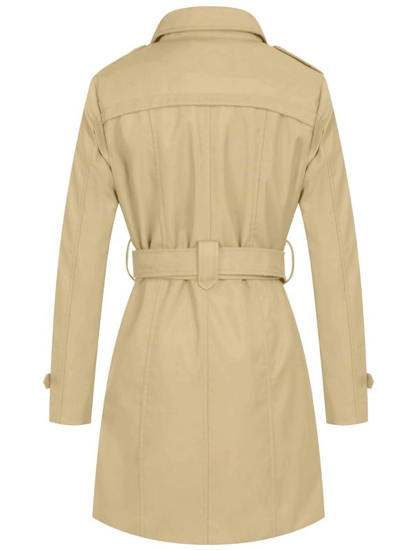 Women's Waterproof Double-Breasted Trench Coat with Belt Fall Single Breasted Raincoat, Winter Long Sleeve Gabardine Raincoat, Fall Single-breasted Raincoat, Winter Gabardine Raincoat With Long Sleeves, Fall Solid Single-breasted Raincoat, Beige Long Sleeve Outerwear For Rainy Weather, Winter Gabardine Raincoat, Solid Gabardine Winter Raincoat, Winter Solid Gabardine Raincoat