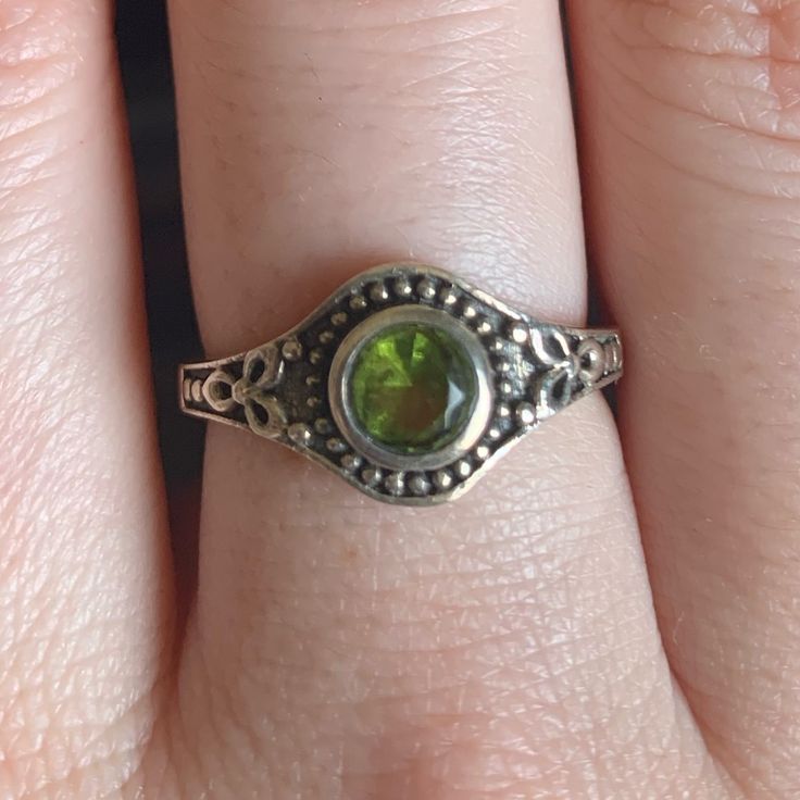 Nwt Handmade Silver Peridot Ring Size 6 Never Worn Purchased In Hawaii Maui From Local Artist Green Sterling Silver Stackable Rings For May Birthstone, Green Gemstone Stackable Rings In Sterling Silver, Green Sterling Silver Crystal Ring, Green Sterling Silver Stackable Crystal Ring, Silver Peridot Round Rings, Green Stackable Sterling Silver Crystal Ring, Silver Ring With Peridot Birthstone, Silver Peridot Birthstone Ring, Handmade Peridot Ring For May Birthstone