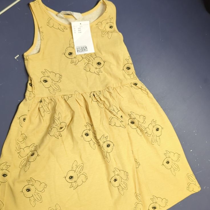 Sleeveless, Brand New And Very Adorable Cute Yellow Cotton Sleeveless Dress, Cute Yellow Sleeveless Cotton Dress, Yellow Sleeveless Dress For Playtime, Yellow Fitted Sleeveless Cotton Dress, Fitted Sleeveless Yellow Cotton Dress, H&m Cotton Sundress, Playful Yellow Dress For Playwear, Casual Yellow Playwear Dresses, Casual Yellow Dresses For Playwear