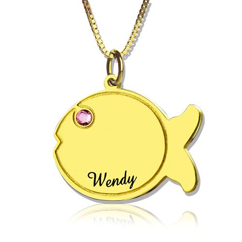 Kids Fish Name Necklace 18k Gold Plated - Do you love fish? If you do, then you will definitely love our very special Sterling Silver Personalized Fish Pendant Name Necklace Gift For Kids is king of the sea and children and adults alike will love it. Not only can you engrave any words,name or initial on the pendant, but you can also select a birthstone for the eye.Our necklace arrives in a beautiful gift bag and box ,that is perfect for gifting. Lightning Bolt Necklace, Puzzle Jewelry, Engraved Engagement Ring, Kids Fishing, Fish Pendant, Infinity Jewelry, Fingerprint Jewelry, Map Necklace, Family Jewellery