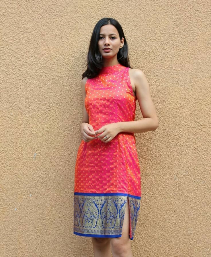 Saree Reuse Ideas, Indian Fusion Wear, Saree Reuse, Diwali Dresses, Designs Blouse, Simple Kurta, Recycled Dress, Fusion Wear, Simple Kurta Designs