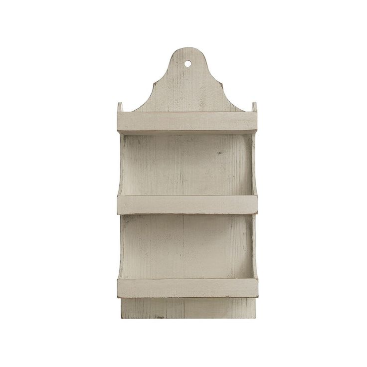 Antique White 3-Tier Wall Shelf - Greenhouse Home White Wood Wall Decor, Antique Wall Shelf, Antique White Paints, Wall Shelf Unit, Wall Shelving Units, White Wood Wall, Shabby Chic Living, Wooden Wall Shelves, Wood Wall Shelf