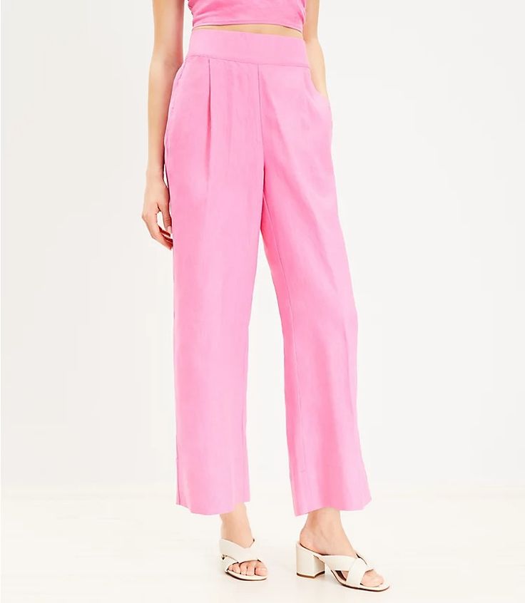 018864_XXS_36282012 Summer Pink Relaxed Fit Wide Leg Pants, Pink Relaxed Fit Wide Leg Pants For Summer, Wide Leg Pants For Spring Vacation, Elegant Pink Bottoms For Vacation, Elegant Spring Vacation Pants, Spring Vacation Wide Leg Pants In Relaxed Fit, Spring Ankle-length Wide Leg Pants With Elastic Waistband, Relaxed Fit Wide Leg Pants For Spring Vacation, Elegant Summer Wide Leg Pants With Relaxed Fit