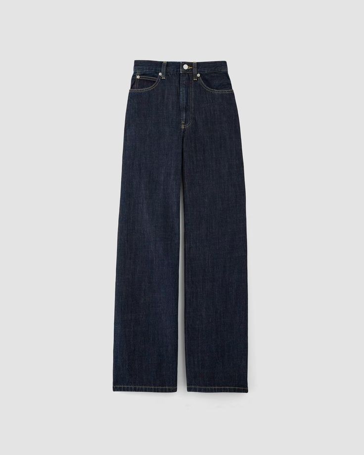 The Baggy Jean Dark Indigo – Everlane High Rise Wide Leg Pants With Five Pockets, Modern Straight Hem Summer Jeans, High-rise Wide Leg Denim Blue Pants With Five Pockets, High-rise Wide-leg Denim Blue Pants With Five Pockets, Everyday Dark Wash Wide Leg Pants, High Rise Wide Leg Pants In Denim Blue, Wide Leg Jeans With Relaxed Fit For Elevated Casual, Everyday Rigid Denim Pants, High Rise Jeans For Elevated Casual With Five Pockets