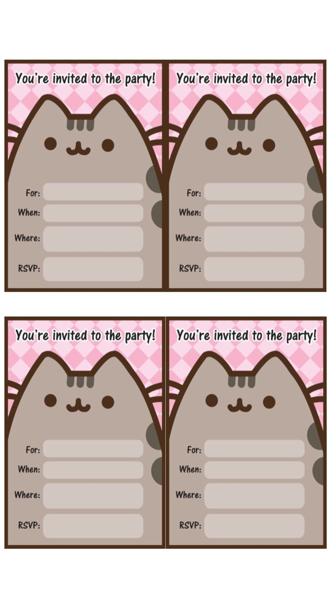 a set of two party cards with cats on them and the words, you're in