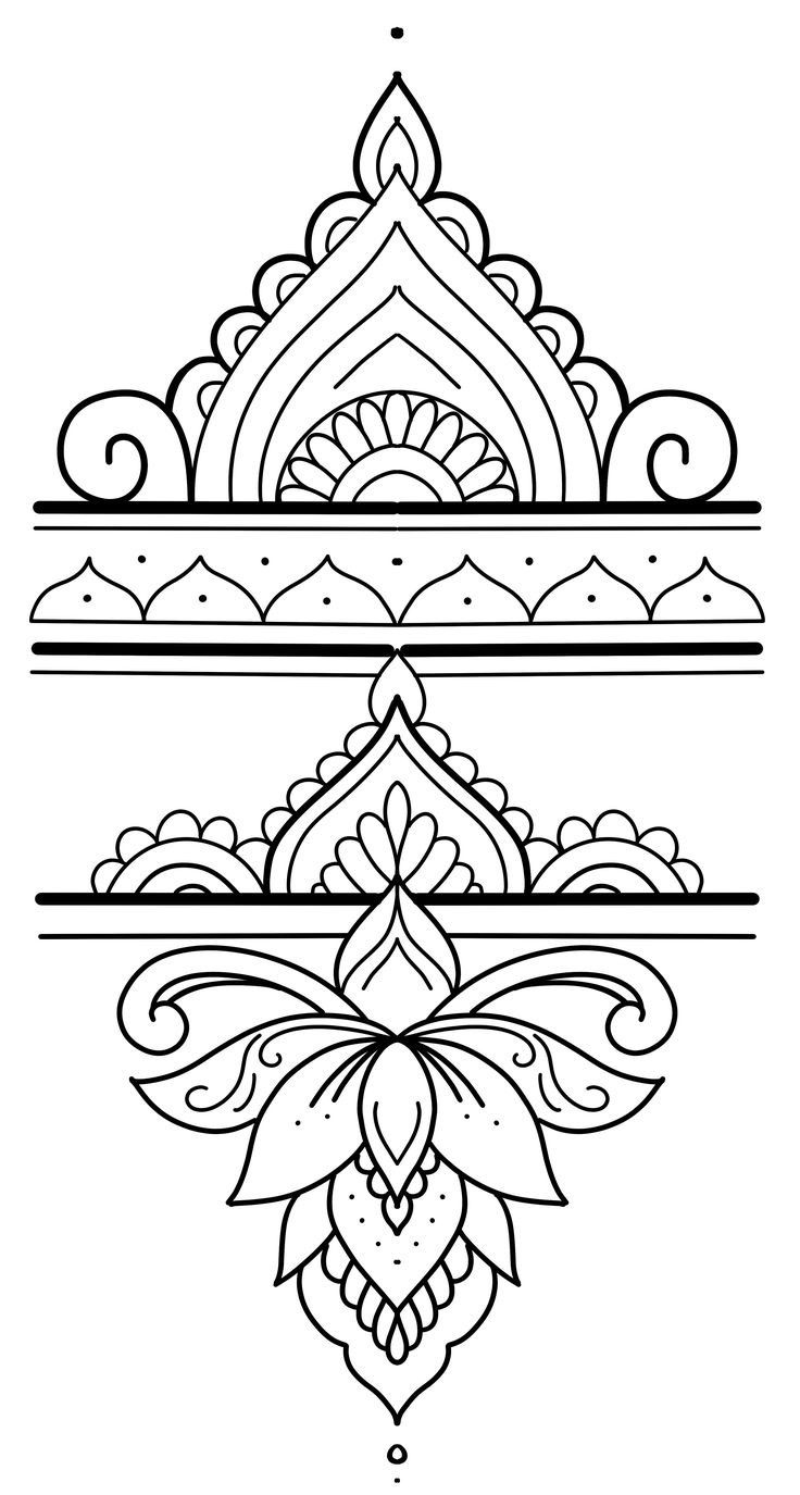 an ornate design in black and white