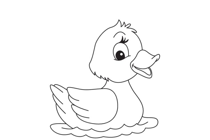 a cartoon duck sitting in the water with its mouth open and tongue out, coloring pages