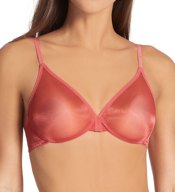 This underwire bra features sheer stretch cups with a hint of shine. Diamond patterning along the top edges provides a luxurious touch. Made of polyester, polyamide and elastane. Unlined (unpadded), see-through underwire cups provide shape and support. Stretchy molded cups provide a custom fit for each breast and are a great solution if you're not quite even. Inner side support slings on DD-G cups only. Elasticized top cup edge for a more custom fit. Bandless front is less bulky for petites and Sheer Mesh Fitted Bra, Sheer Mesh Underwire Bra, Sheer Full Coverage Stretch Bra, Underwire Nylon Bra With Removable Pads, Underwire Bra With Removable Pads In Nylon, Nylon Underwire Bra With Removable Pads, Fitted Full Coverage Mesh Bra, Pink Sheer Underwire Bra, Sheer Full Coverage Fitted Bra