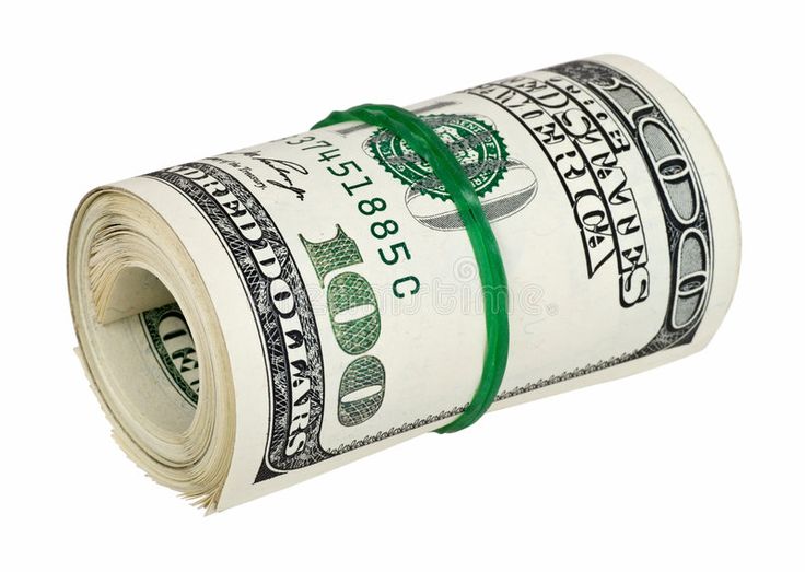 a roll of one hundred dollar bills tied with a green ribbon