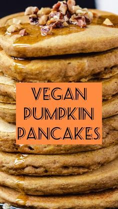 vegan pumpkin pancakes stacked on top of each other