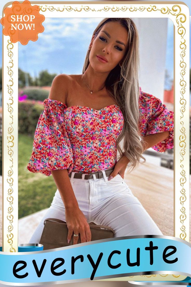 Sexy Women Summer Floral Shirt Top Off Shoulder Boho Casual Backless Holiday Clubwear Party Blouses Womens Tops and Blouses Floral Print Summer Tops For Night Out, Trendy Floral Print Top For Party, Trendy Floral Print Party Top, Flirty Long Sleeve Summer Crop Top, Summer Floral Print Blouse For Night Out, Red Floral Print Tops For Party, Off-shoulder Floral Print Party Tops, Spring Flirty Club Tops, Flirty Off-shoulder Tops For Party