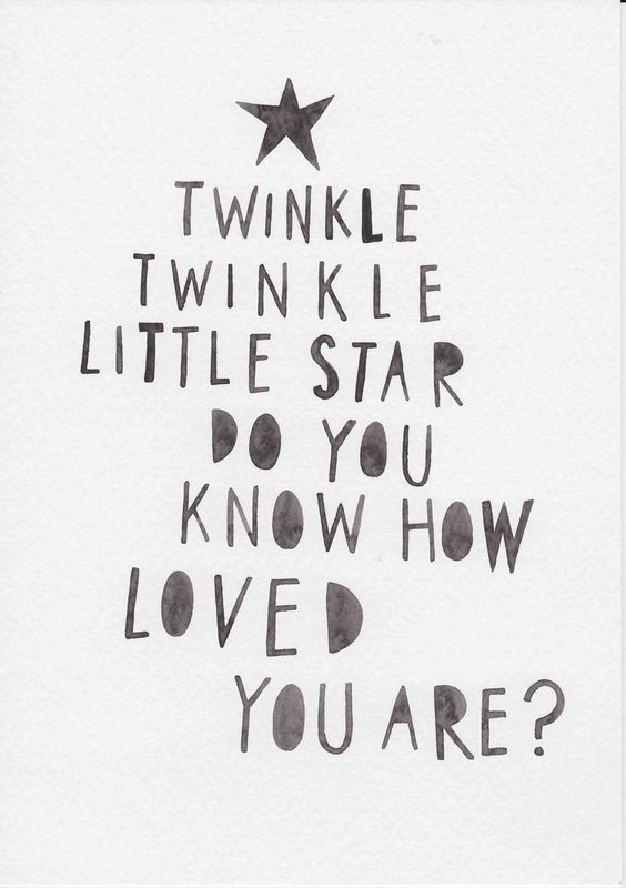 a black and white drawing with the words twinkle twinkle little star do you know how loved you are?