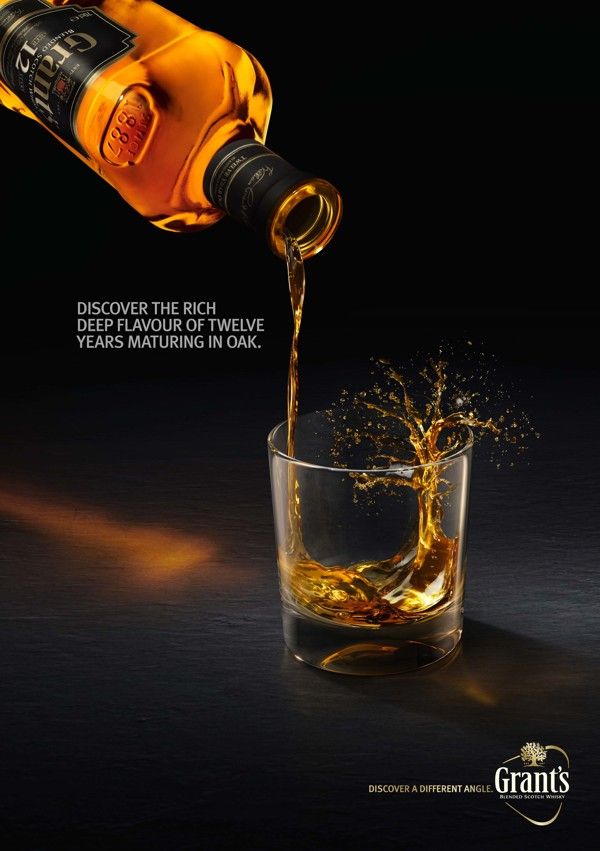 an advertisement with a glass full of whiskey being poured into it and the caption reads, discovering the richness of deep flavor