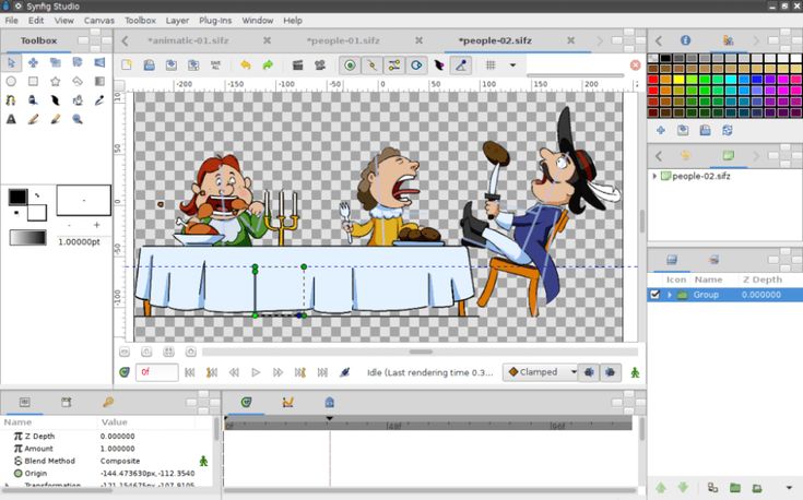 an animated cartoon scene is shown in the computer screen capturer software program, which allows users to create animation scenes using real time