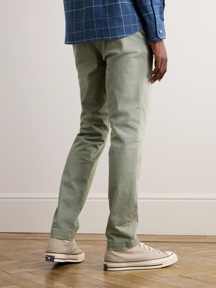 DESIGNED BY MR PORTER. It's easy to overlook the value of classic wardrobe staples like a humble pair of chinos, but they boast tonnes of capital in well-edited wardrobes. Mr P.'s style is cut for a straight-leg fit from smooth cotton-blend twill. They'll team nicely with many styles you already own. This product is part of Mr P.’s PERMANENT collection, a range of premium everyday staples designed to form the foundation of the modern man’s wardrobe. Tom Ford Bag, Mr P, Classic Wardrobe Staples, Wardrobe Edit, Luxury Sneakers, Classic Wardrobe, Mens Chinos, Stylish Watches, Driving Shoes