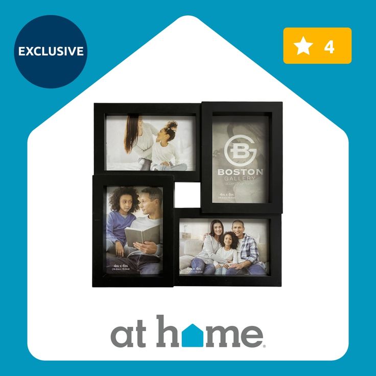 an advertisement for the at home magazine with four pictures in it and one on top of the